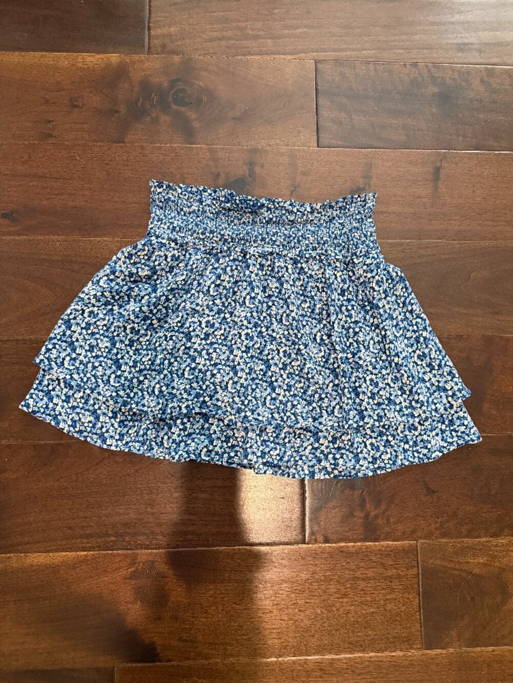 Rails Addison Tiered Mini Skirt Blue Floral Size Medium Ruched Waist